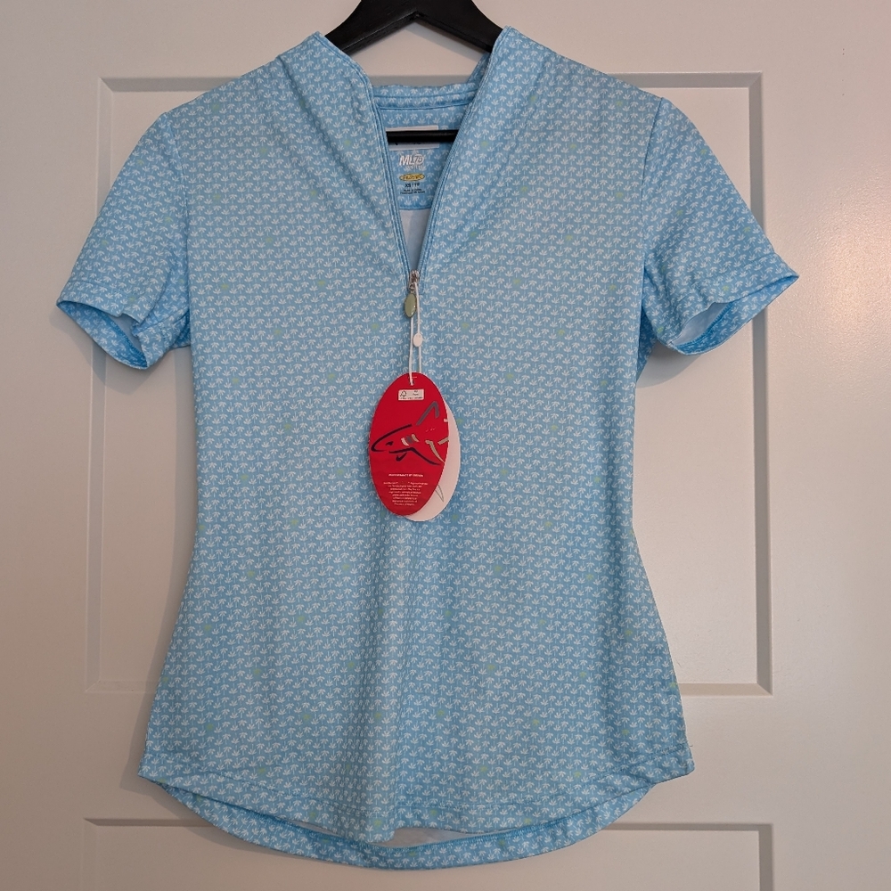 Greg Norman Women's Golf Shirt Tennis Pickleball Light Blue Top XS ML75 NWT